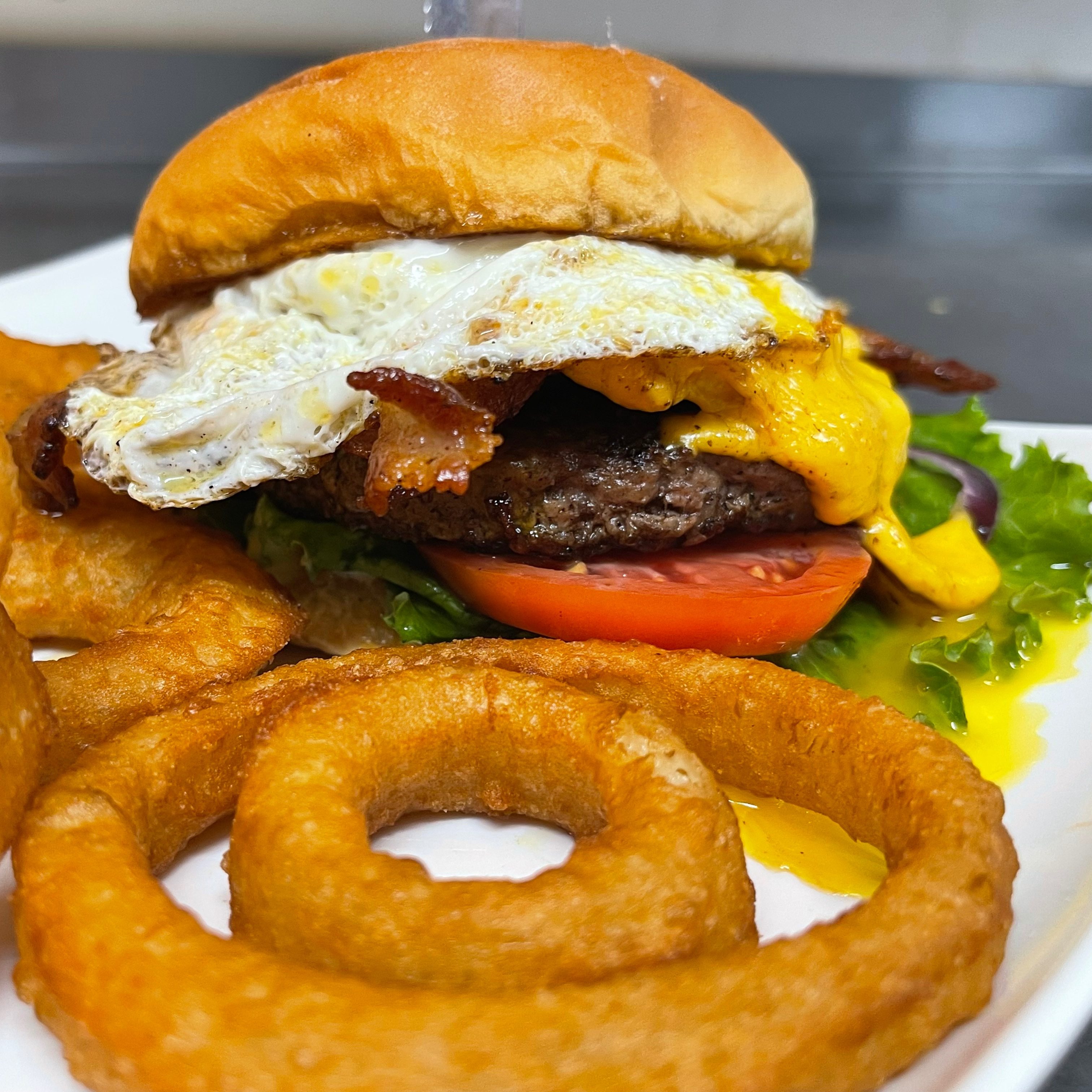 Egg Drop Burger.
